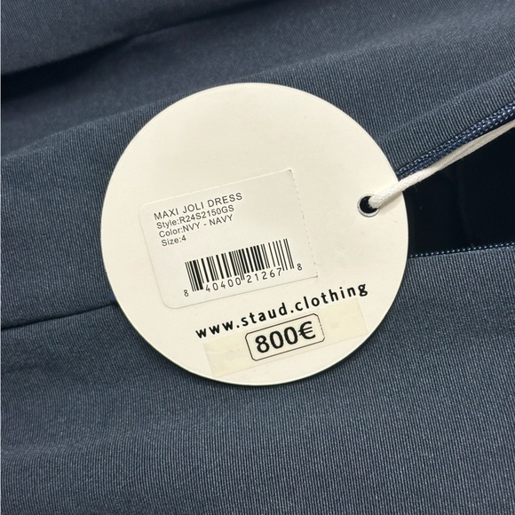 STAUD Joli Open-Back Full Skirt Maxi Dress Gown Navy Blue NWT Size 4 - Picture 8 of 16